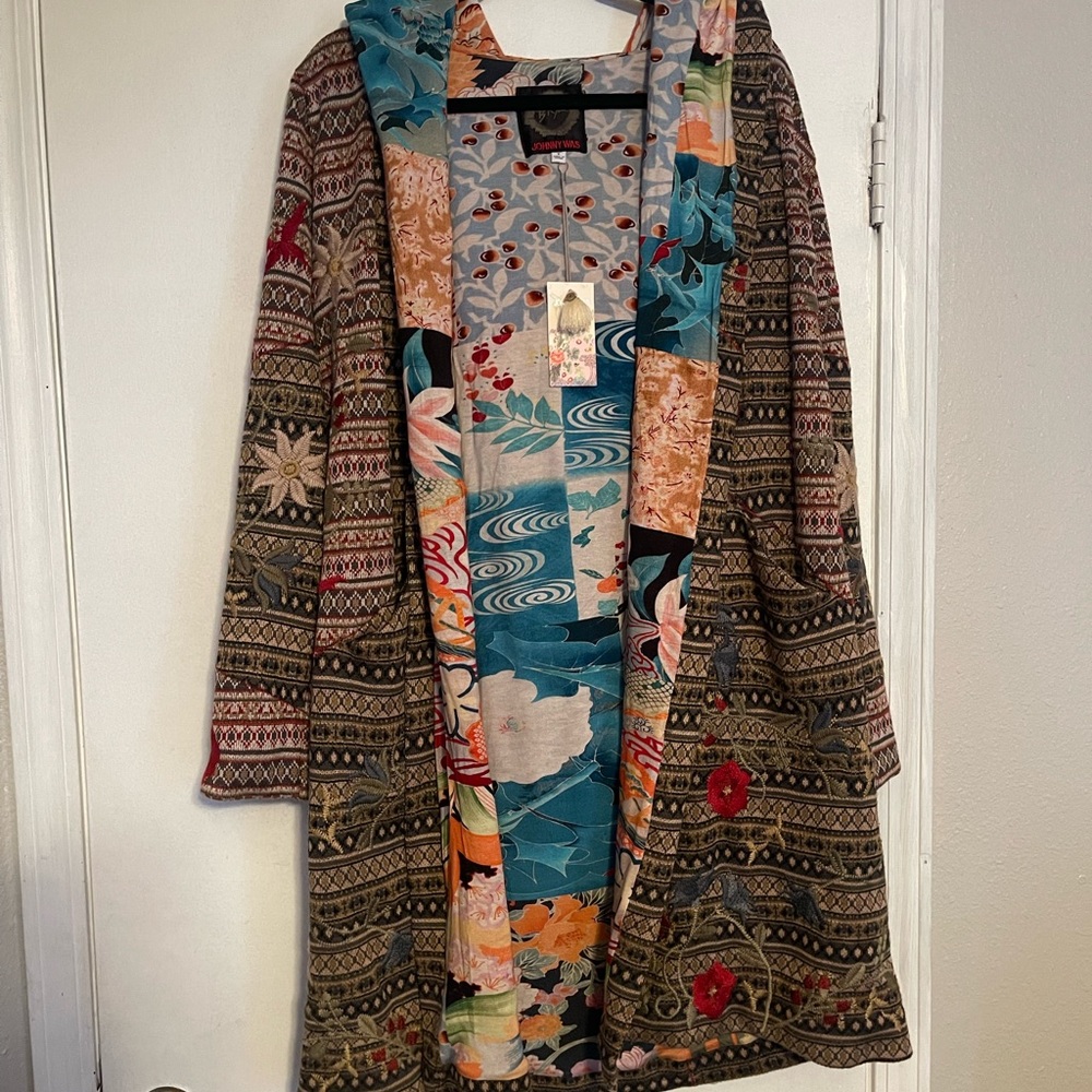 Johnny Was Thick Long Cardigan Hooded Sweater